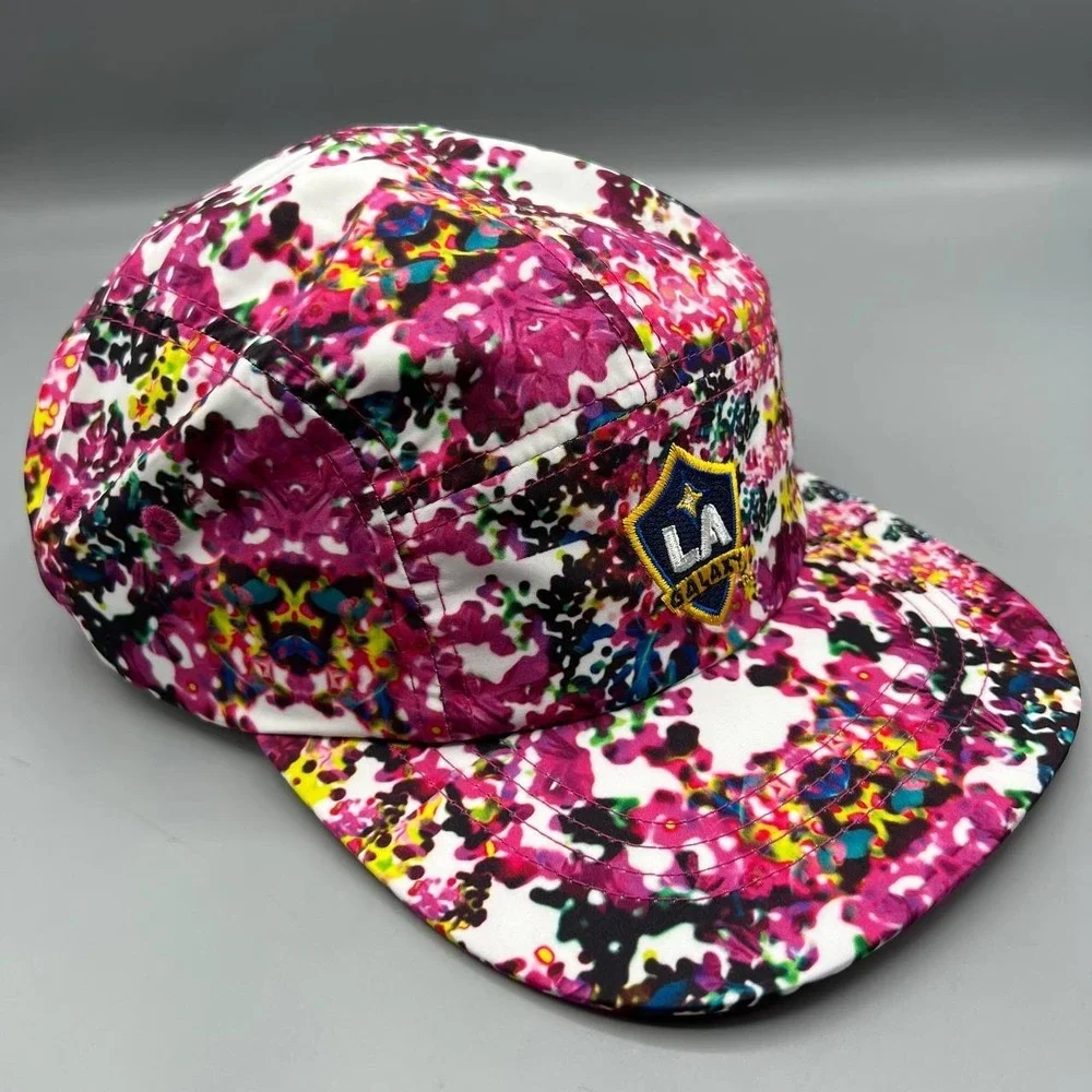 Los Angeles LA Galaxy 5 Panel Hat Girl 7-16 Pink Adidas MLS Strap Back Cap New‎